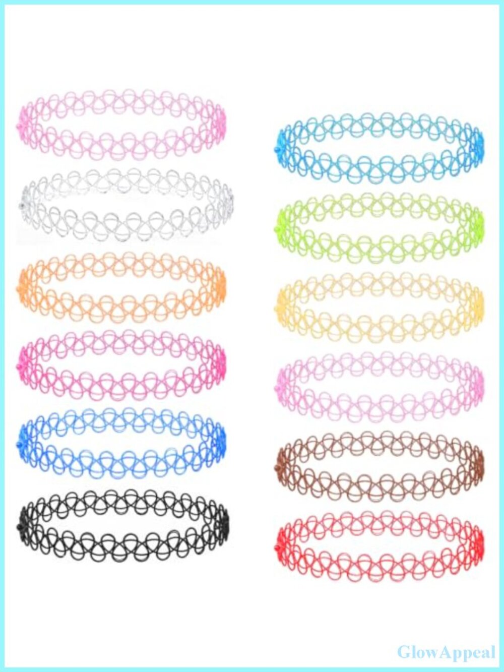 Tattoo Choker Set 12pc Plastic Stretchy Necklaces 90s Retro